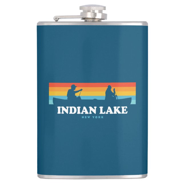 Indian Lake New York Canoe Hip Flask (Front)
