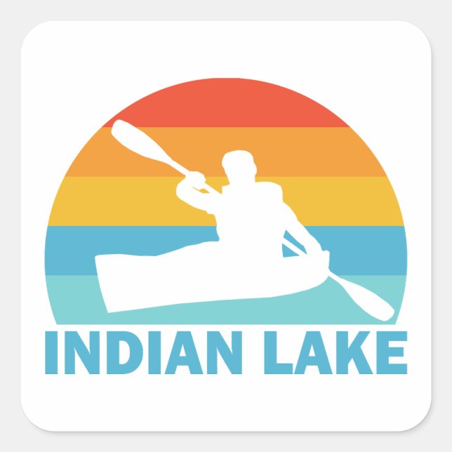Indian Lake New York Kayak Square Sticker (Front)