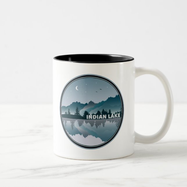 Indian Lake New York Reflection Two-Tone Coffee Mug (Right)