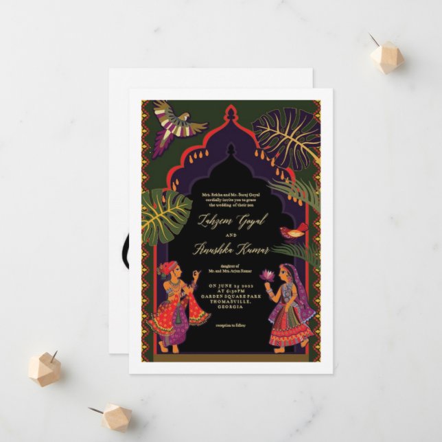 Indian lovers - Wedding Invitation (Front/Back In Situ)