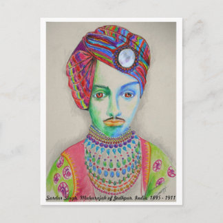 Indian Maharajah from 1900, original art Postcard