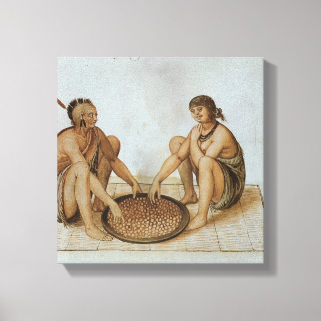 Indian Man and Woman Eating Canvas Print (Front)
