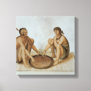 Indian Man and Woman Eating Canvas Print