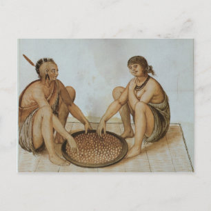 Indian Man and Woman Eating Postcard