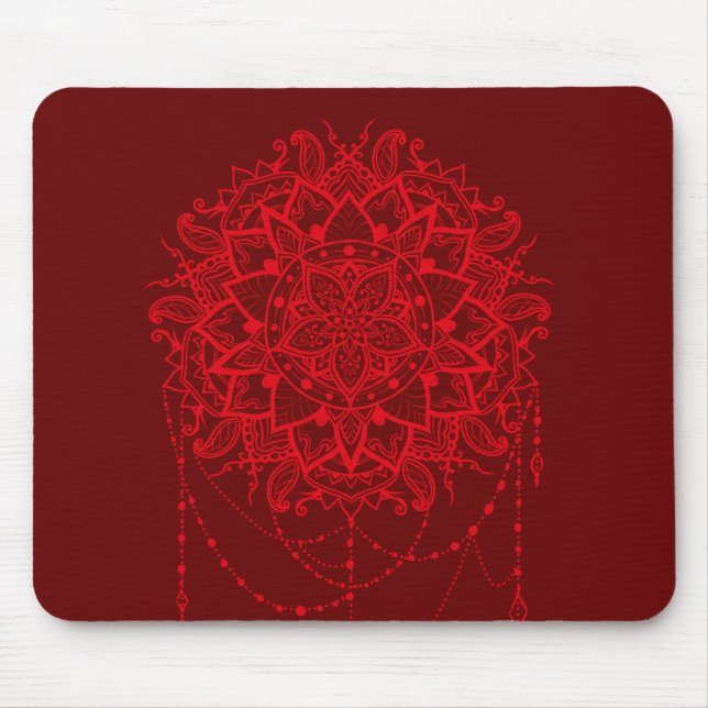 Indian Mandala burgundy art Mouse Pad (Front)
