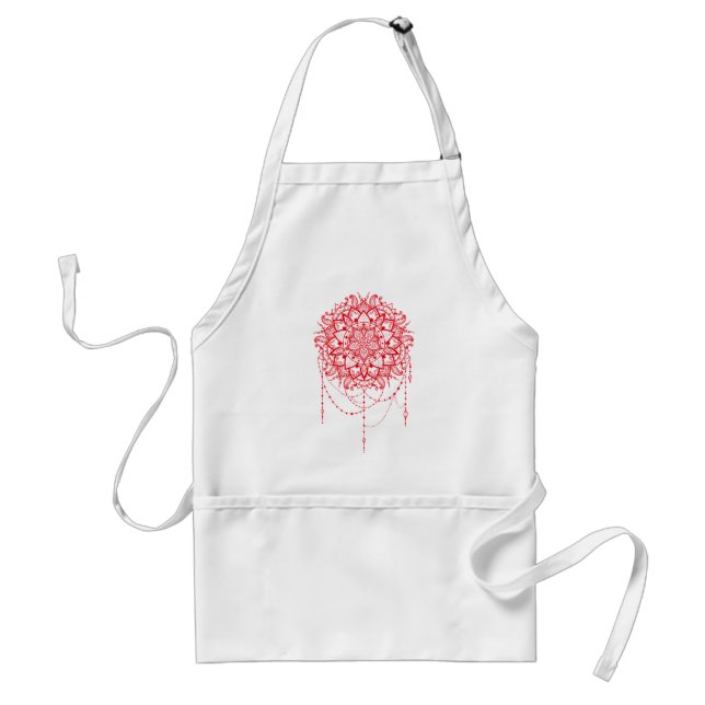 Indian Mandala burgundy art Standard Apron (Front)