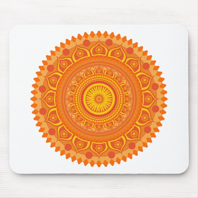 Indian mandala Orange Mouse Pad (Front)