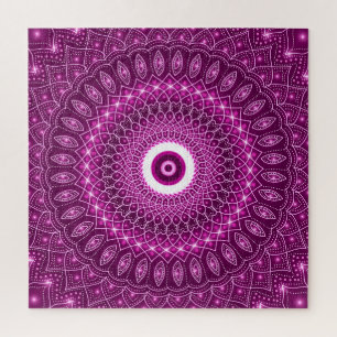 Indian Mandala pink Modern Stylish Yoga Boho Cute Jigsaw Puzzle