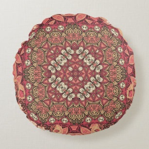 Indian medallion, boho ethnic ornament round cushion
