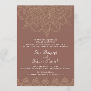 Indian Mehndi Hindu Elegant Natural Wedding Invitation