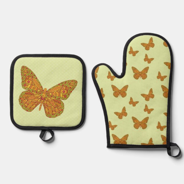 Indian Monarch Oven Mitt & Pot Holder Set (Front)