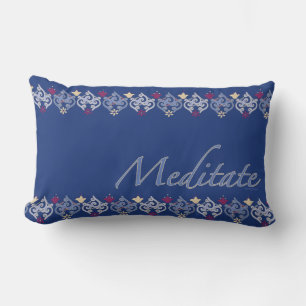 Indian Motif Meditate Lavender & Gold Navy  Lumbar Cushion