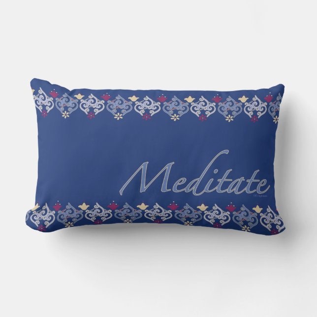 Indian Motif Meditate Lavender & Gold Navy  Lumbar Cushion (Front)