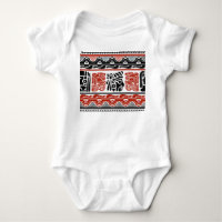 Indian motifs, black red, seamless pattern.
