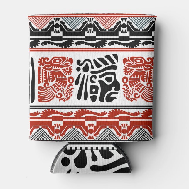 Indian motifs, black red, seamless pattern. can cooler (Front)