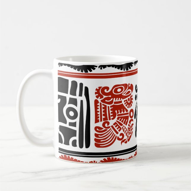 Indian motifs, black red, seamless pattern. coffee mug (Left)
