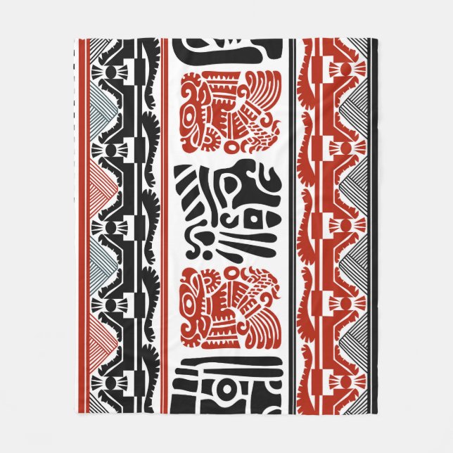 Indian motifs, black red, seamless pattern. fleece blanket (Front)