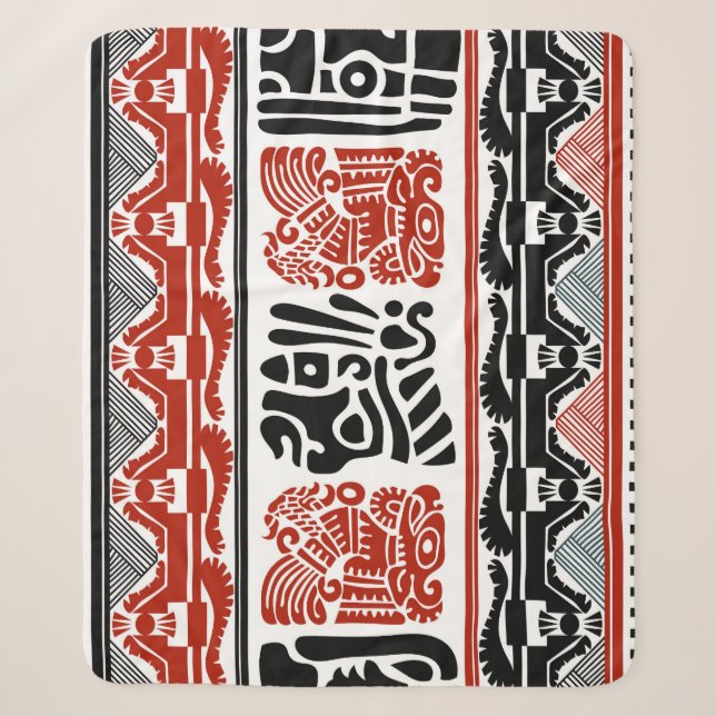 Indian motifs, black red, seamless pattern. sherpa blanket (Front)