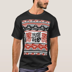 Indian motifs, black red, seamless pattern. T-Shirt