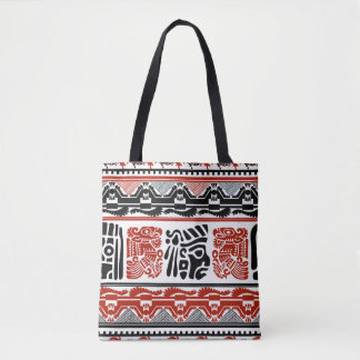 Indian motifs, black red, seamless pattern. tote bag