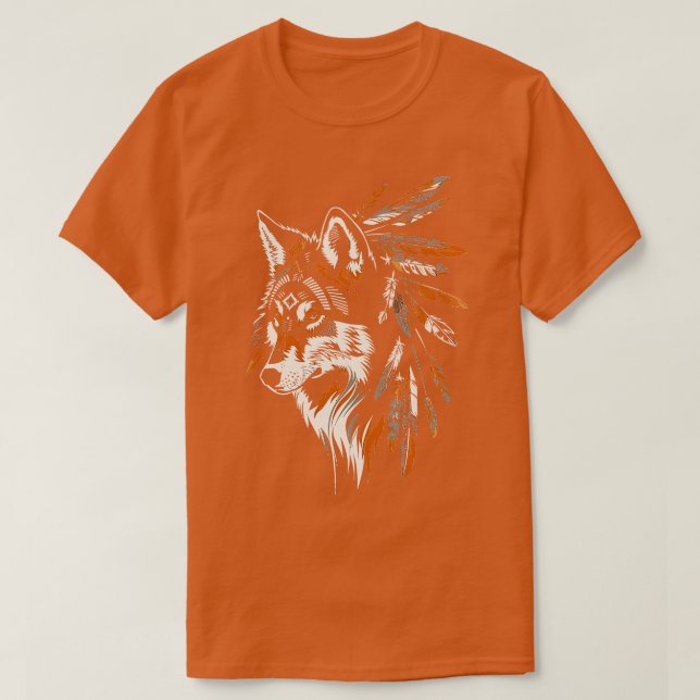 Indian Native American Tribe Wolf T-Shirt (Design Front)