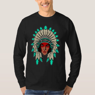 Indian Native American Warrior Woman With Headdres T-Shirt