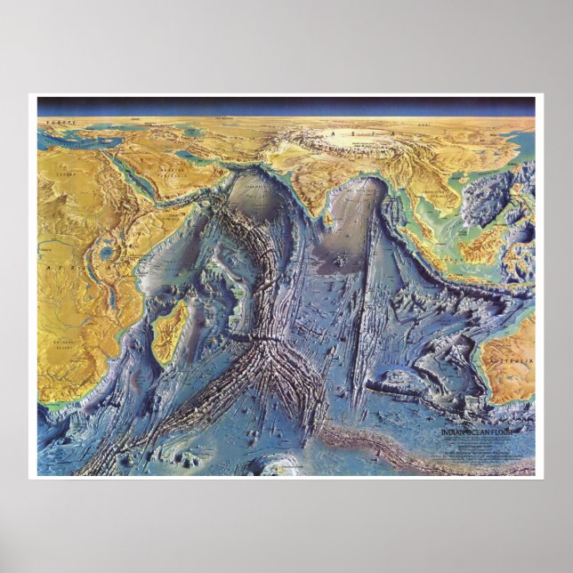 " Indian Ocean: 1967/today - Sea relief map Poster (Front)