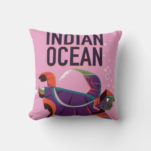 Indian Ocean vintage travel poster Cushion