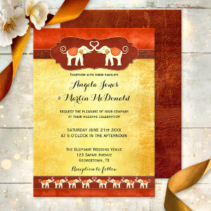Indian or African White Elephants Wedding Invite