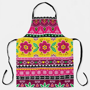 Indian or Pakistani truck art inspired seamless fo Apron
