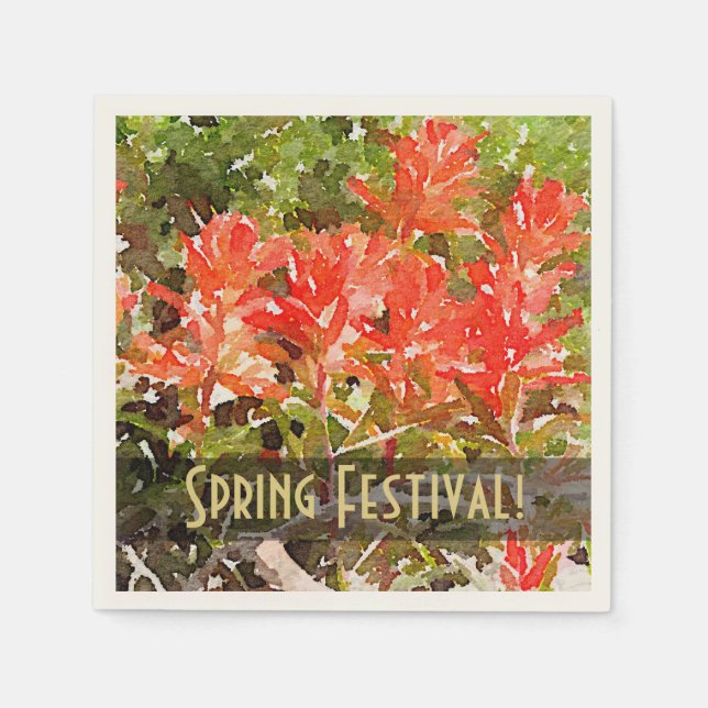 Indian Paint Brush WildFlower Watercolor Napkin (Front)