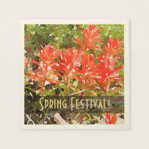 Indian Paint Brush WildFlower Watercolor Napkin