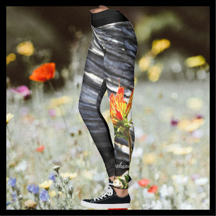Indian Paintbrush Floral with Personalised Name Leggings