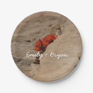 Indian Paintbrush in Rocks at Zion Paper Plate