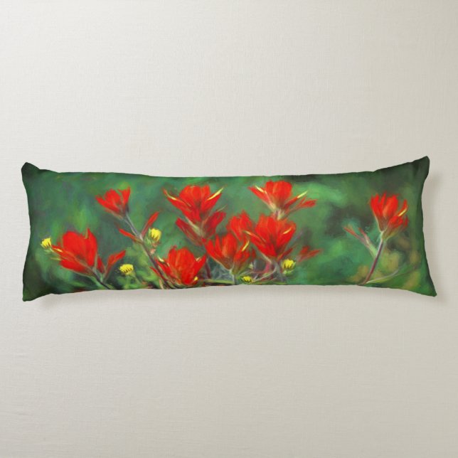Indian Paintbrush Painting - Original Flower Art Body Cushion (Back)