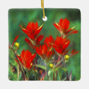 Indian Paintbrush Painting - Original Flower Art Ceramic Ornament