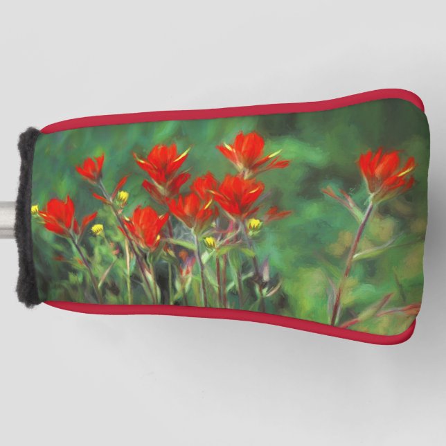Indian Paintbrush Painting - Original Flower Art Golf Head Cover (Front)