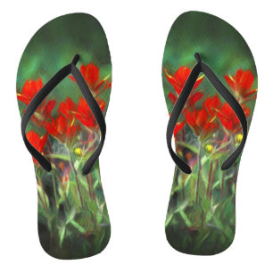 Indian Paintbrush Painting - Original Flower Art Jandals
