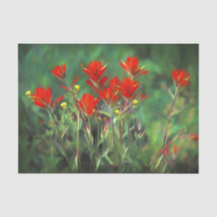 Indian Paintbrush Painting Original Wildflower Art Tissue Paper