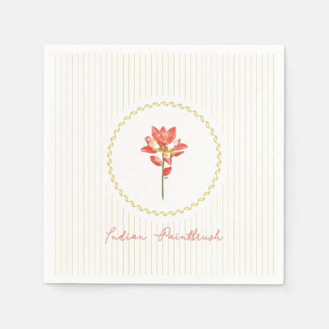 Indian Paintbrush, Texas Wild Flower Napkin (Front)