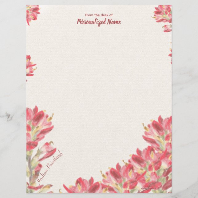 Indian Paintbrush Unlined Paper Sheet (Front)