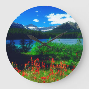 Indian Paintbrush Wildflowers Large Clock