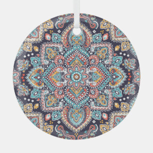 Indian Paisley: Ethnic Mandala Pattern Glass Tree Decoration