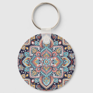 Indian Paisley: Ethnic Mandala Pattern Key Ring