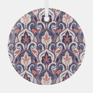 Indian Paisley: Floral Medallion Seamless. Glass Tree Decoration