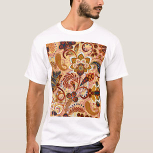Indian Paisley: Floral Vintage Brown T-Shirt