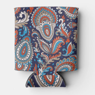 Indian Paisley Medallion Ethnic Pattern. Can Cooler