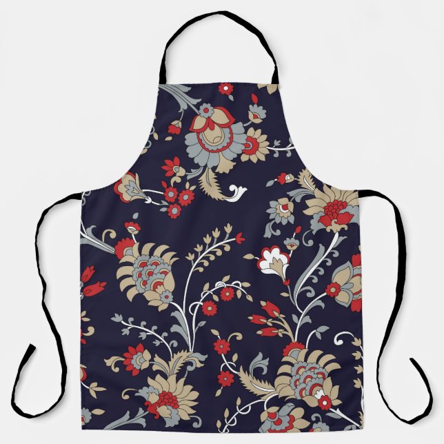 Indian paisley, navy background, traditional. apron (Front)