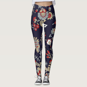 Indian paisley, navy background, traditional. leggings