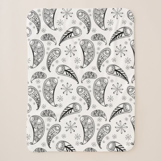 Indian Paisley Pattern Mankolam Sherpa Blanket (Front)